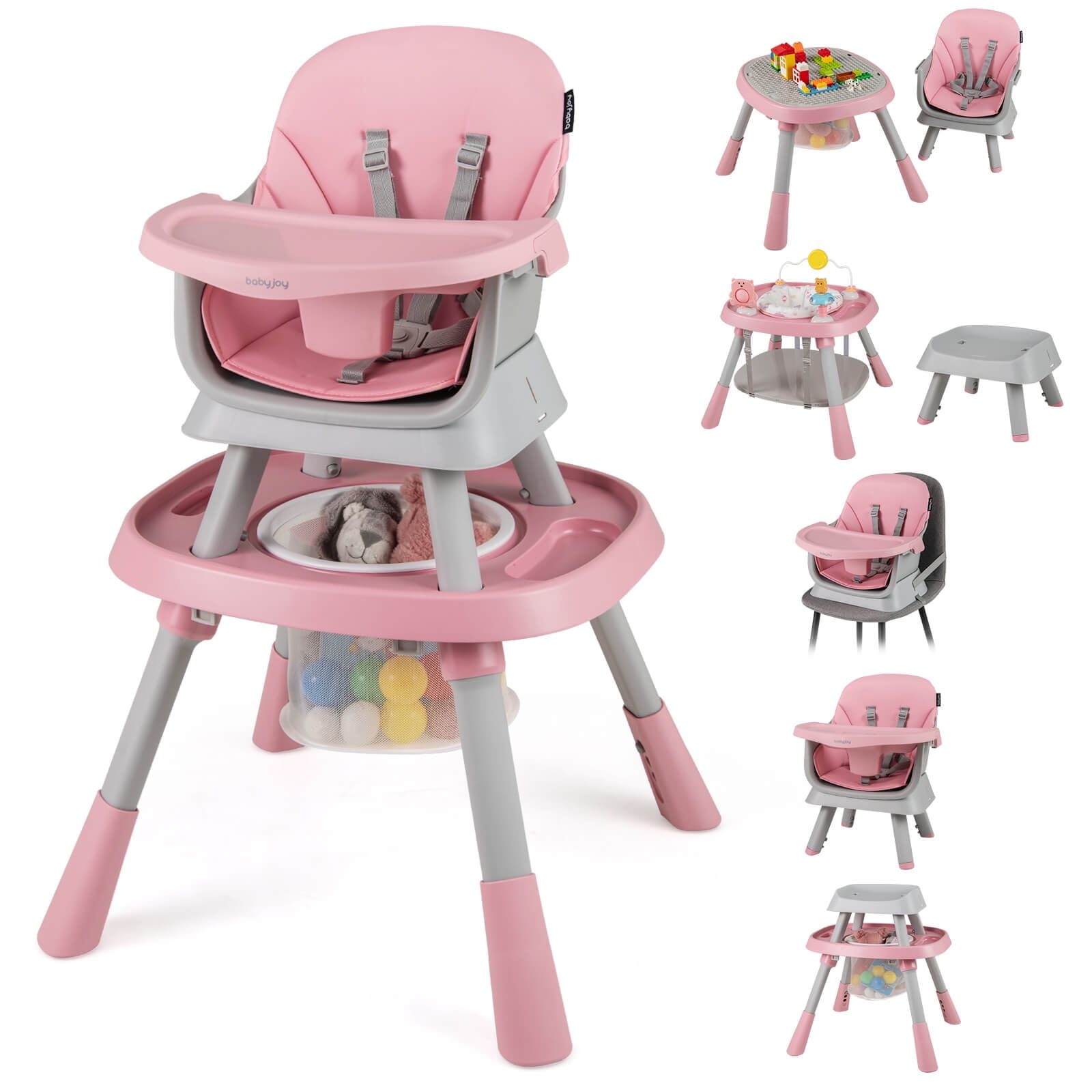 Infans 16-in-1 Baby High Chair with Activity Center Booster Seat Building Block Table