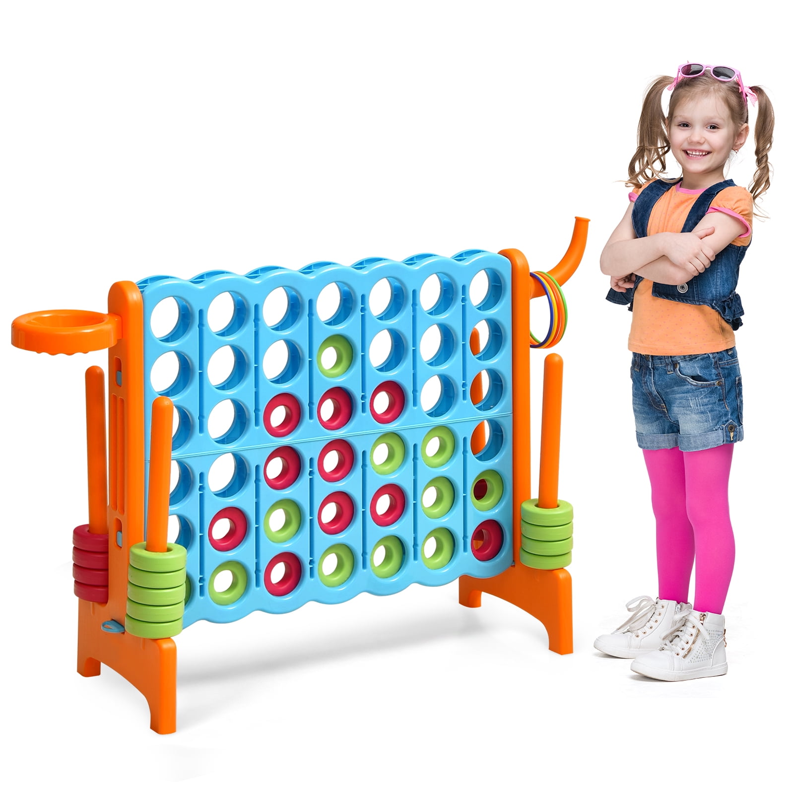 Infans 2.5Ft 4-to-Score Giant Game Set Basketball Hoop Ring Game Indoor Outdoor
