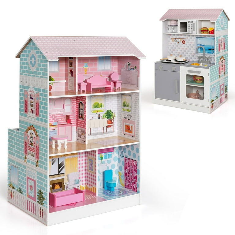 Infans Tiny House Miniature Combo Toys: 2-In-1 Kids Kitchen