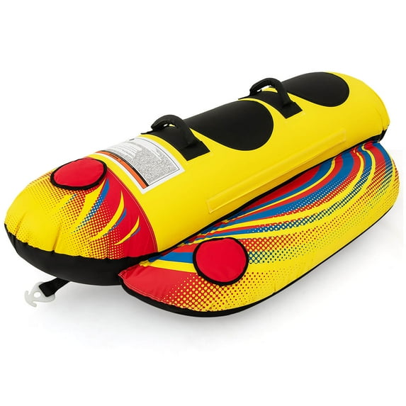 Infans 2-Person Inflatable Banana Boat w/ Boating & Water Sports 2 EVA-padded Seats