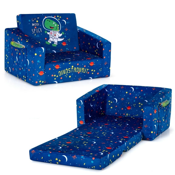 Infans 2-in-1 Convertible Kids Sofa to Lounger Flip-Out Chair w/Storage Pocket