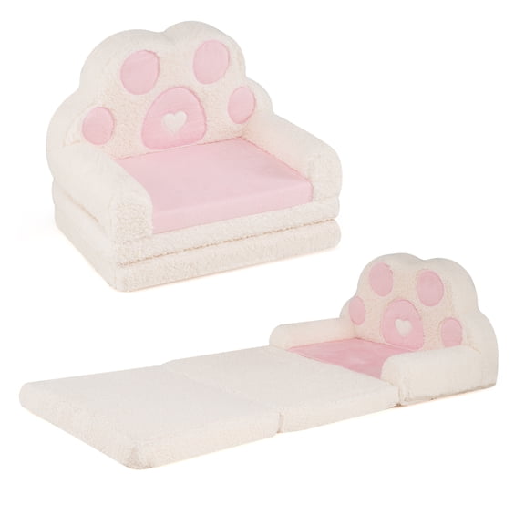 Infans 2-in-1 Convertible Kids Sofa to Lounger w/Removable Cover, Bear's Paw Patterns