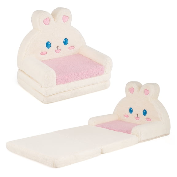 Infans 2-in-1 Convertible Kids Sofa to Lounger with Removable Cover, Bunny Patterns