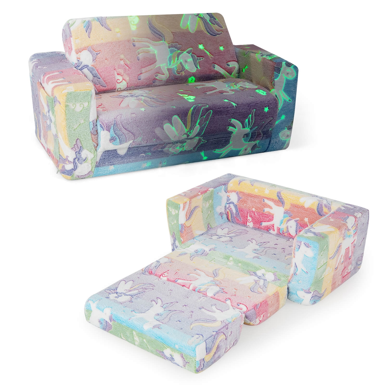 Infans 2-in-1 Flip Out Kid’s Sofa Chair Convertible Toddler Couch to Lounger