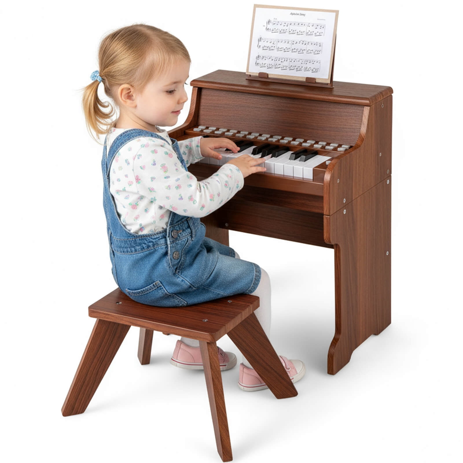 Infans 25 Keys Digital Piano w/Music Stand Stool Lighted Keys Teaching Mode for 3+ Kids