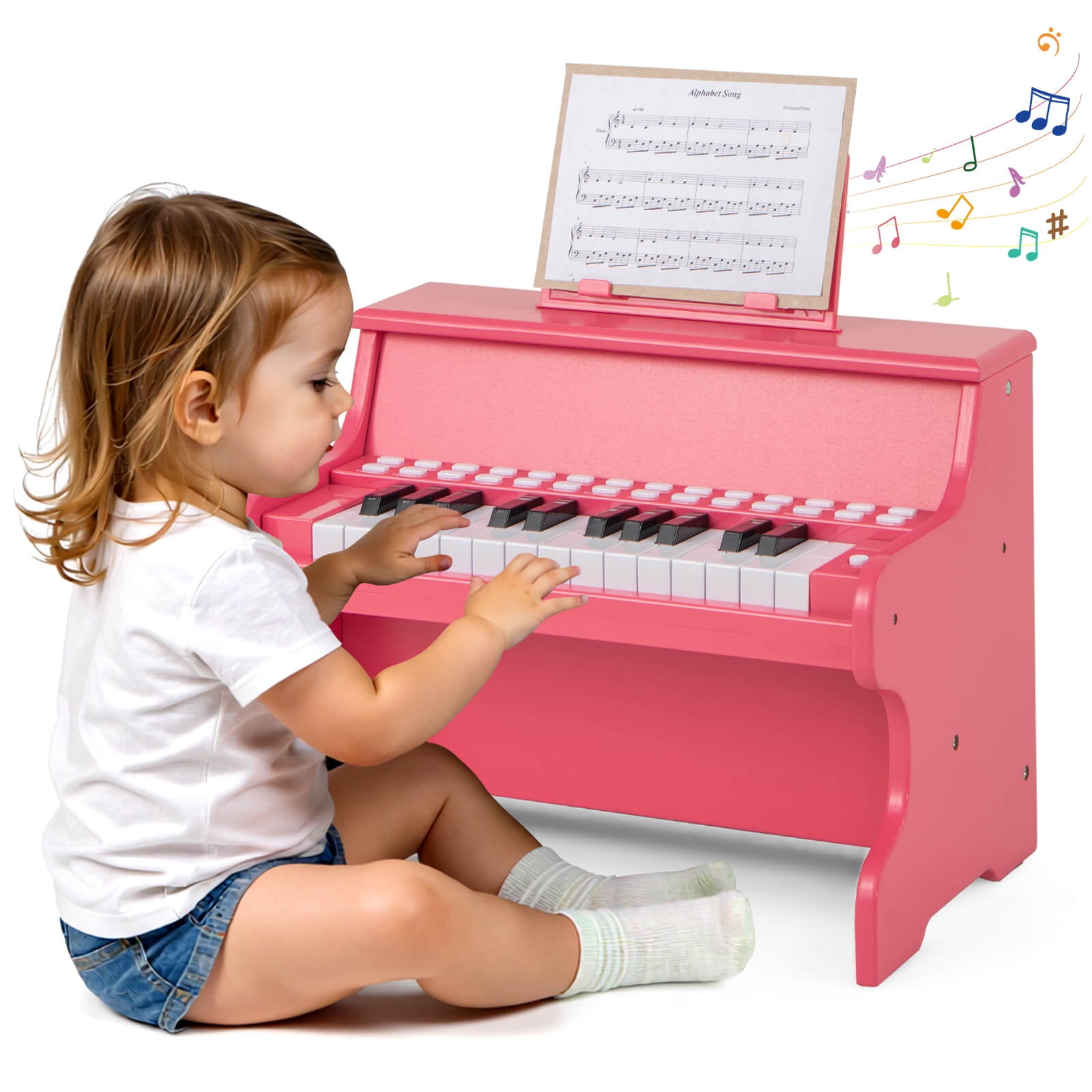 Infans 25 Keys Digital Piano w/Music Stand, Teaching Mode, Lighted Keys, 6 Instruments