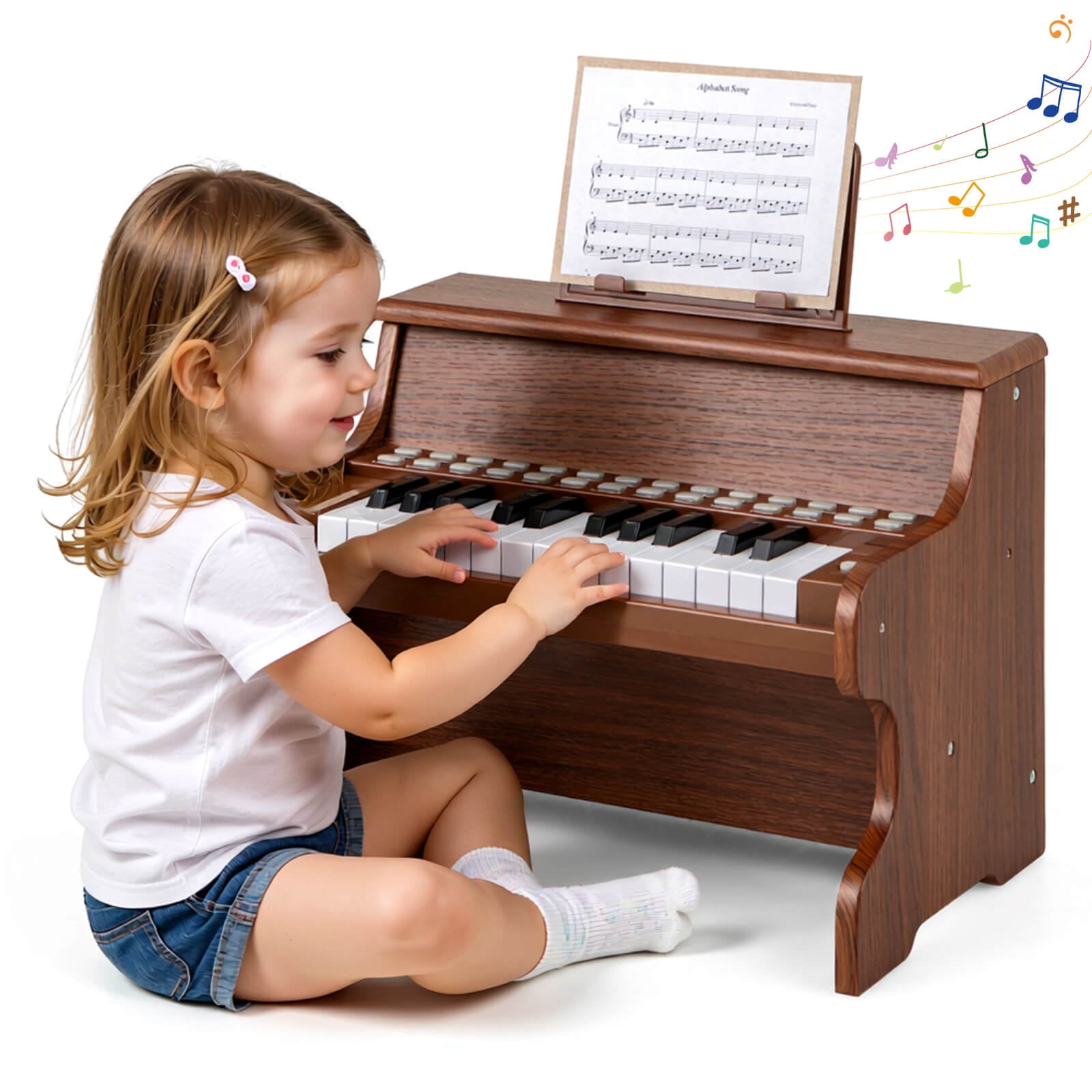 Infans 25 Keys Digital Piano w/Music Stand, Teaching Mode, Lighted Keys, 6 Instruments