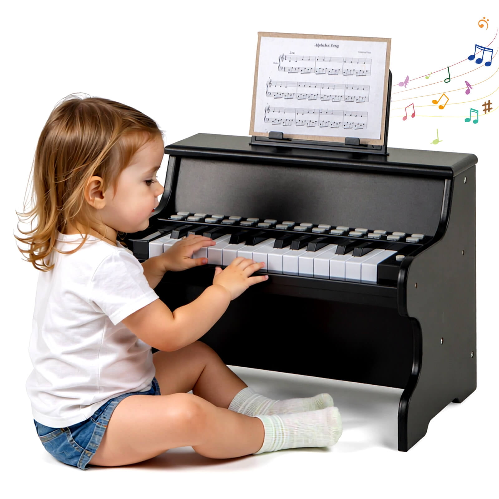 Infans 25 Keys Digital Piano w/Music Stand, Teaching Mode, Lighted Keys, 6 Instruments