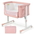 thumbnail image 1 of Infans 3-in-1 Baby Bassinet Beside Crib with 5-Level Adjustable Heights Pink, 1 of 6