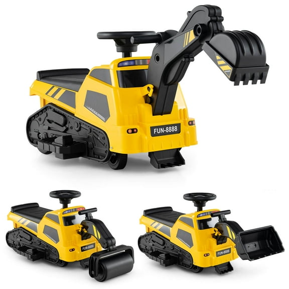 Infans 3 in 1 Excavator Ride on Toy w/ Horn Story-Telling  for Toddlers 1.5+ Years Old