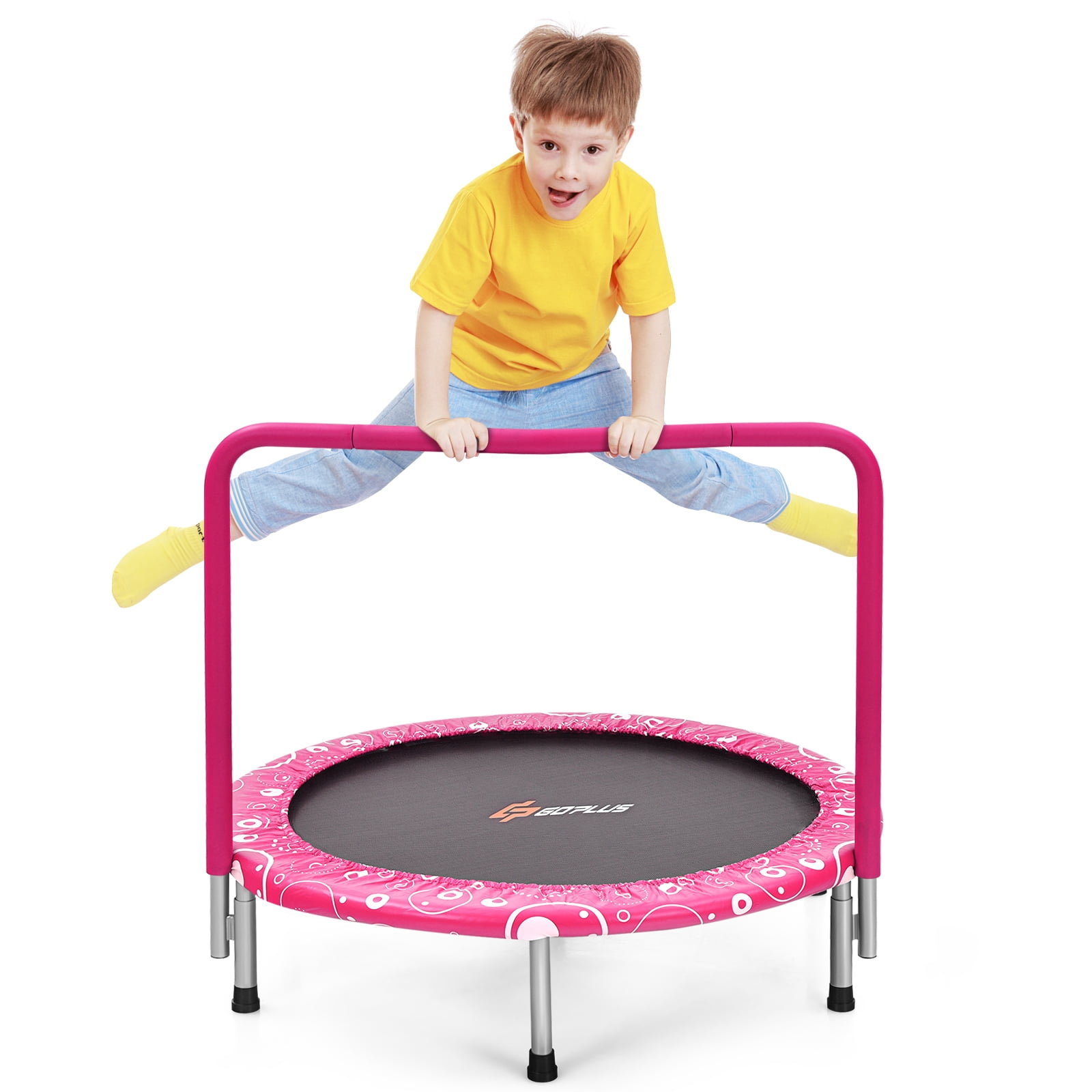 Infans 36" Kids Trampoline Rebounder W/Full Covered Handrail & Pad Indoor Outdoor Pink