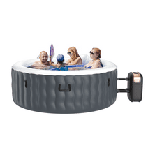 Infans 4 Person Inflatable Hot Tub Spa Portable Round Hot Tub with 108 Bubble Jets Grey