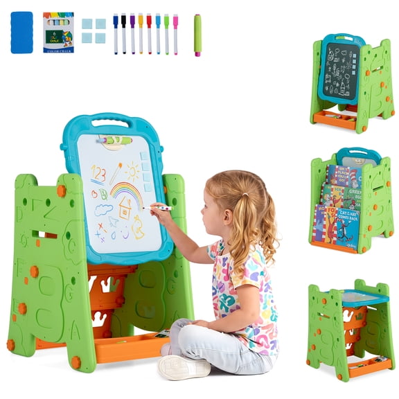 Infans 4 in 1 Art Easel for Kids w/Book Rack Height Adjustable Standing Easel Age 3+