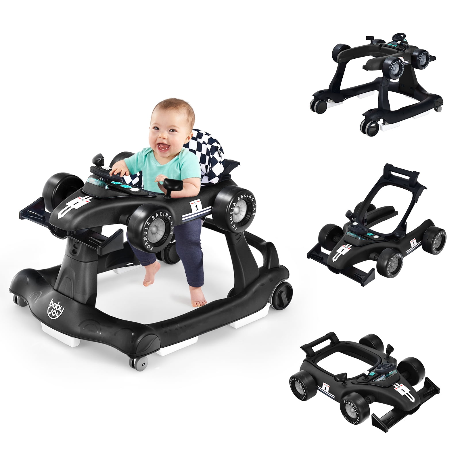 INFANS Foldable Baby Walker, 3 in 1 Toddler Walker Learning-Seated Wal