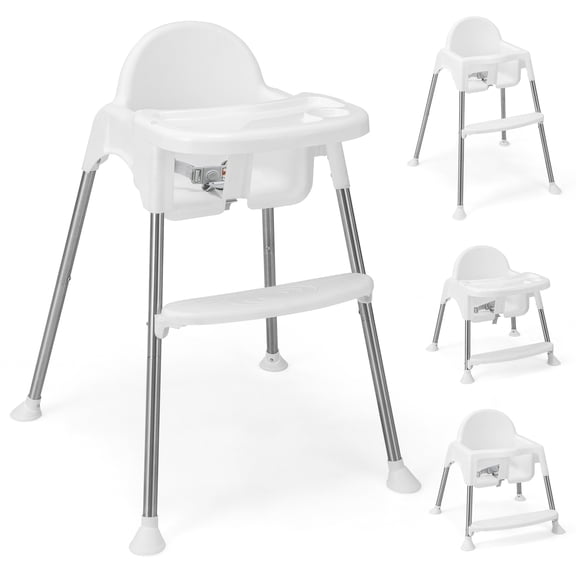 Infans 4-in-1 Convertible Baby High Chair Feeding w/ Removable Double Tray& Footrest