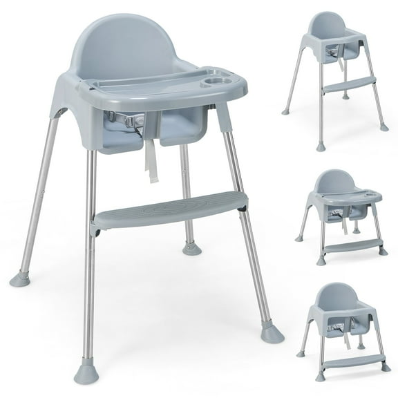Infans 4-in-1 Convertible Baby High Chair Feeding w/ Removable Double Tray& Footrest