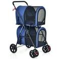 thumbnail image 1 of Infans 4-in-1 Double Pet Stroller w/ Detachable Carrier Travel Carriage for Cats Blue, 1 of 7