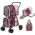 thumbnail image 1 of Infans 4-in-1 Double Pet Stroller w/ Detachable Carrier Travel Carriage for Cats Pink, 1 of 7