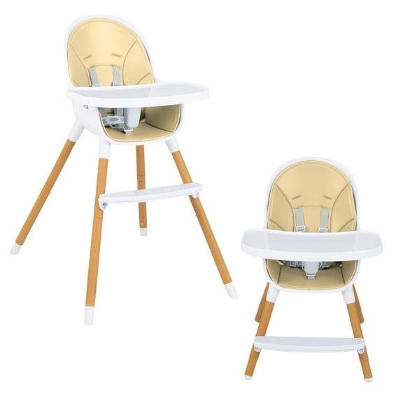 Infans 4-in-1 Infant Feeding Chair Convertible High Baby Chair w/Adjustable Tray Beige