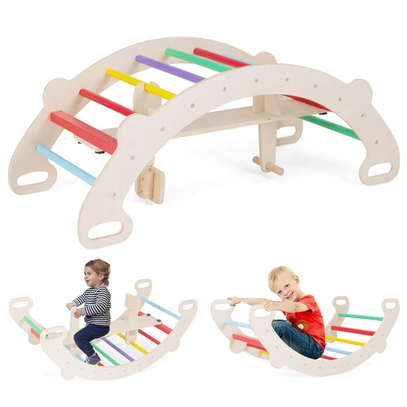 Infans 4-in-1 Rocking Horse Climber w/ Arch Climber Crawling Tunnel for Boys & Girls