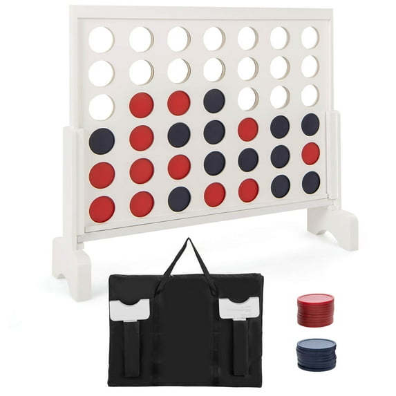 Infans 4-in-a-row Game Set w/ 42 PCS Chips & 600D Oxford Fabric Carrying Bag Wooden