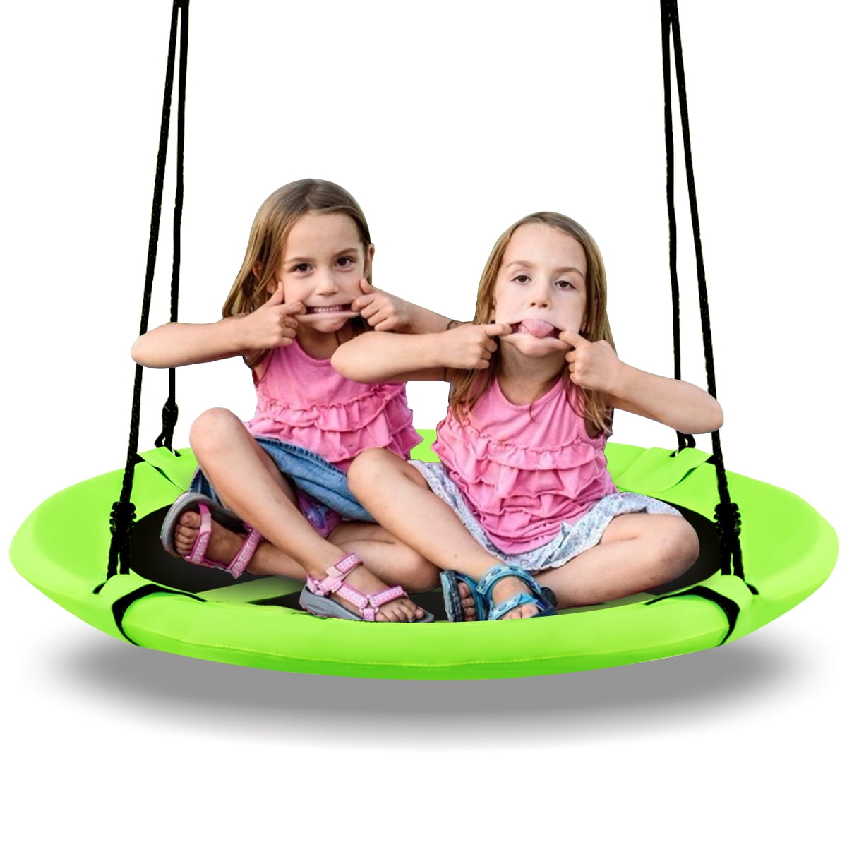 Green 40" Flying Saucer Tree Swing for Kids and Adults