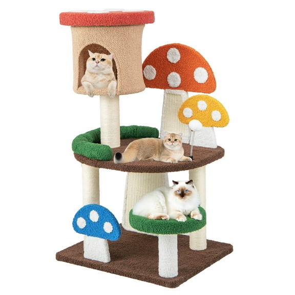 Infans Patended 41'' Mushroom Cat Tree Tower Indoor Kitten Activity Center w/Natural Sisal Posts