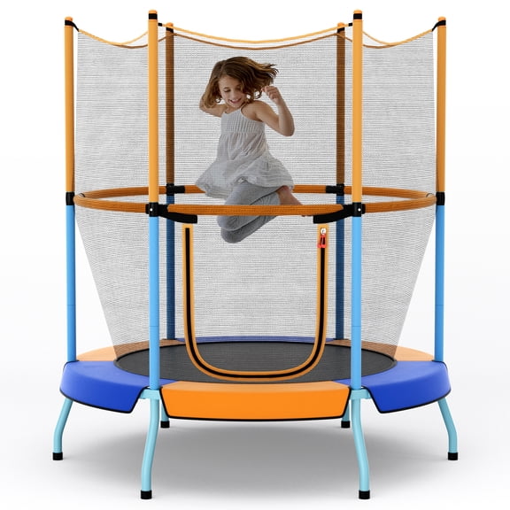 Infans 48"Toddler Trampoline for Kids with Safety Enclosure Net Heavy-duty Frame Orange