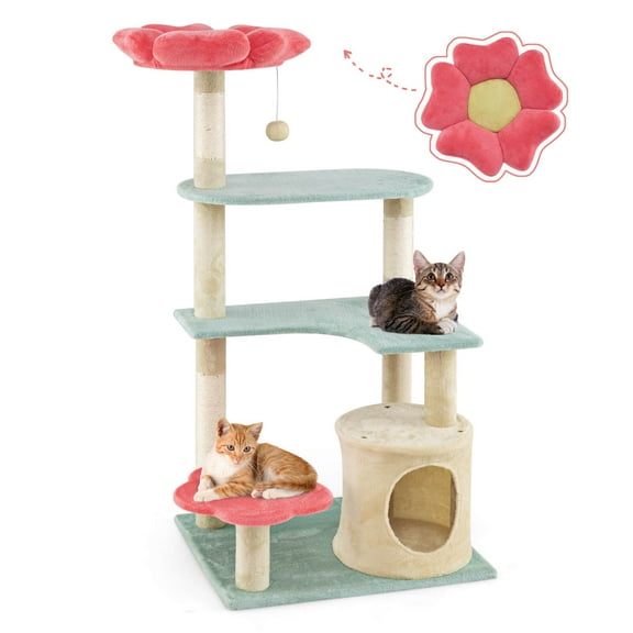 Infans 49" Flower Pink Cat Tree w/Flower-shaped Soft Perch Sisal Scratching Posts
