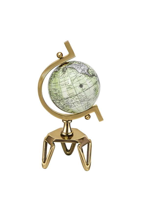 5 Inch Geographic Rotating World Globe w/Triangle Metal Stand Metal Meridian