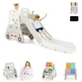 thumbnail image 1 of Infans 5 in 1 Convertible Toddler Slide Set with Stool, Book Rack for Boys & Girls, 1 of 7