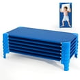 thumbnail image 1 of Infans 6 Pack Stackable Daycare Cots w/Easy Lift Corners Heavy-Duty Metal Frame Kids, 1 of 7