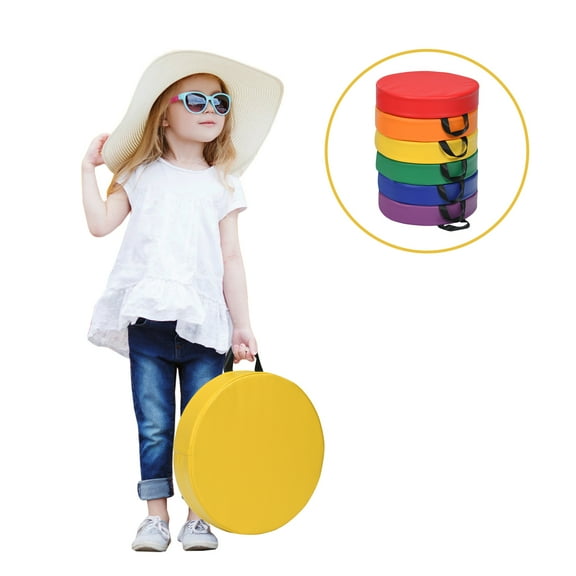 Infans 6-Piece 15" Round Toddler Floor Cushions Flexible Classroom Seating w/ Handles