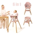 thumbnail image 1 of Infans 6-in-1 Convertible Wooden Baby Highchair Infant Feeding Chair w/ Removable Tray, 1 of 7