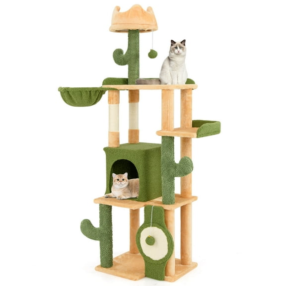 Infans 63" Cactus Cat Tree for Indoor Cats w/ Sisal Scratching Posts & Board Condo