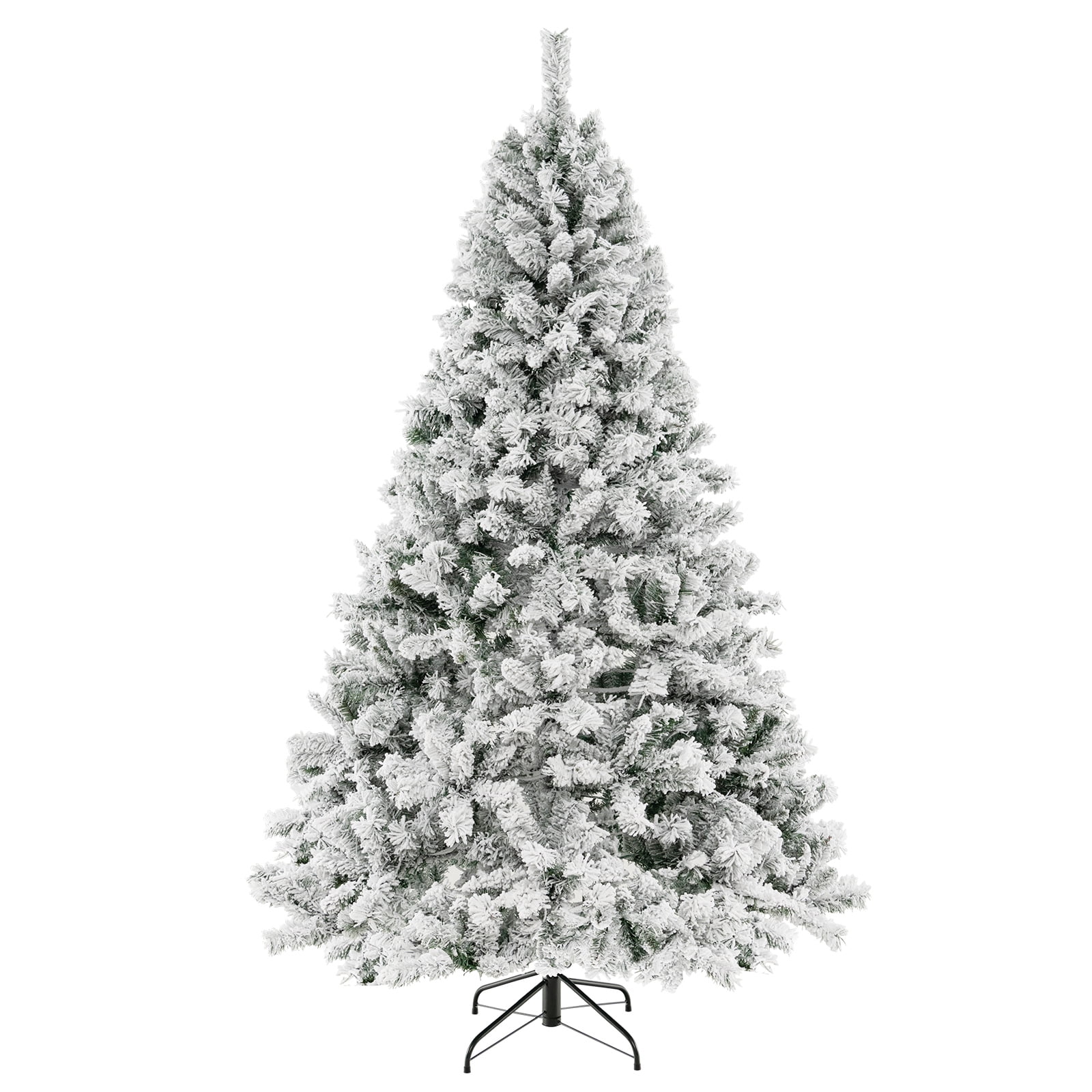 7-Foot White Flocked Spruce Artificial Christmas Tree with LED Lights