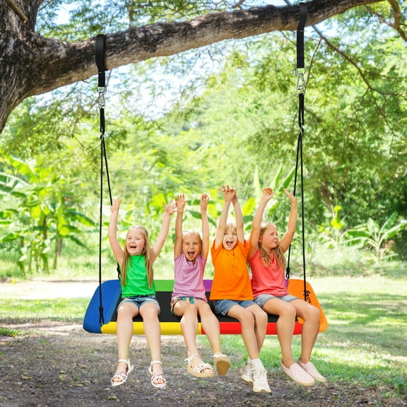 Infans 700lb Giant 60" Platform Tree Swing Outdoor w/ 2 Hanging Straps Colorful