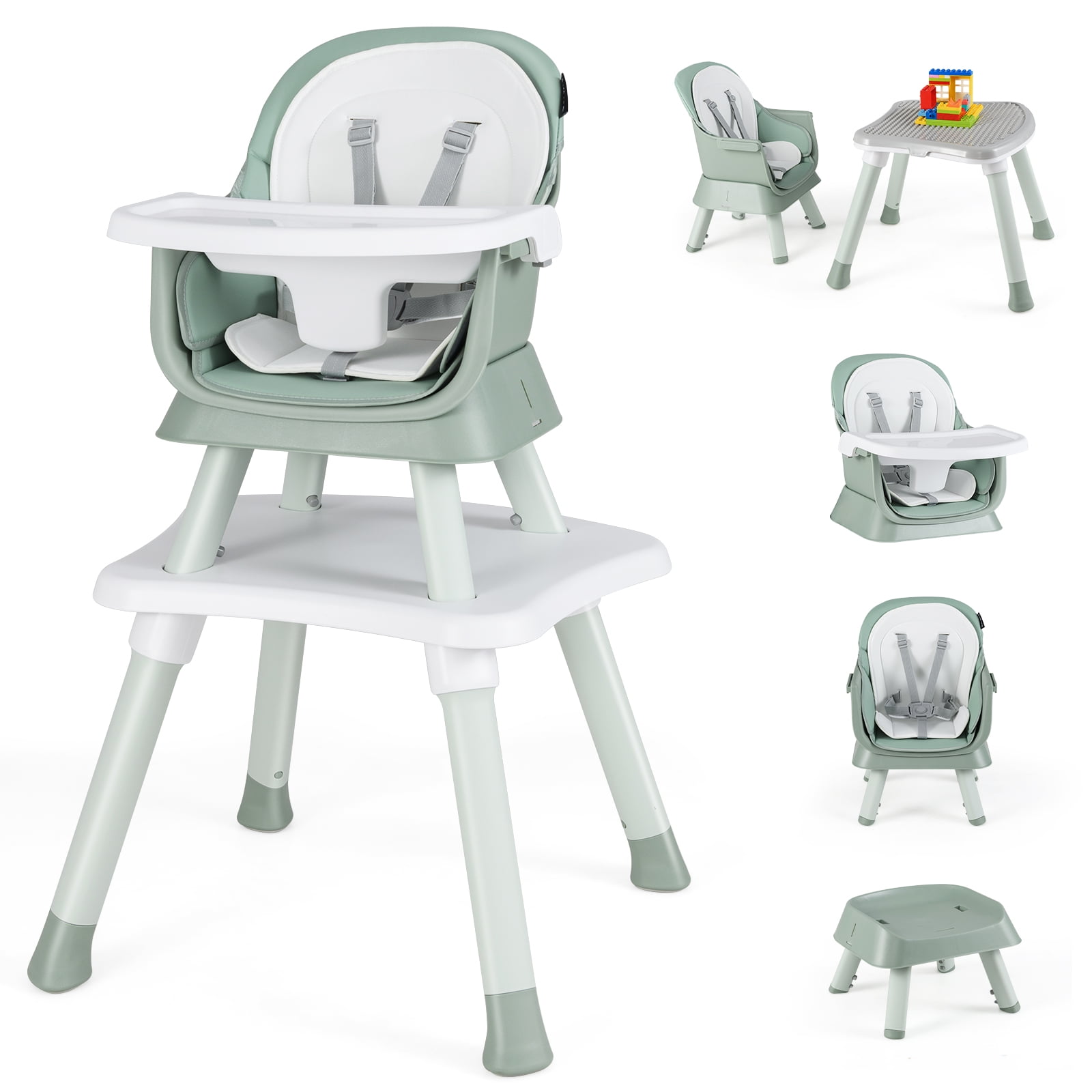 Infans 8-in-1 Baby High Chair w/ Double-layer Cushions Multifunctional Toddler Black