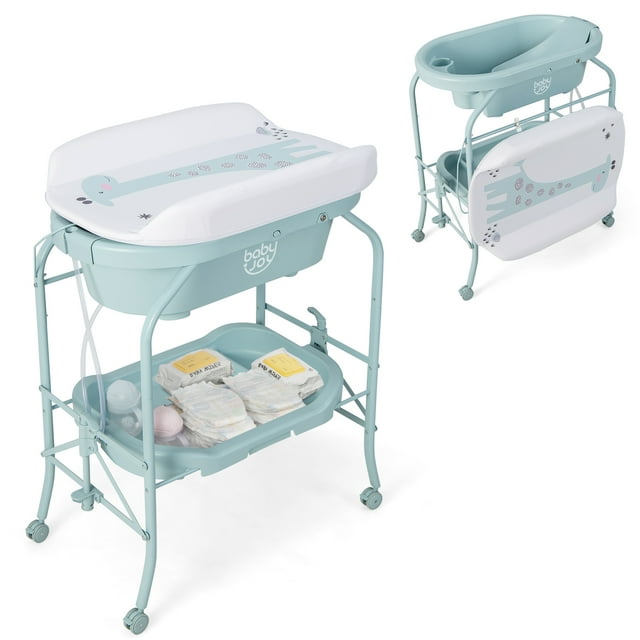 Infans Foldable & Portable Baby Nursery Changing Table with Bathtub and
