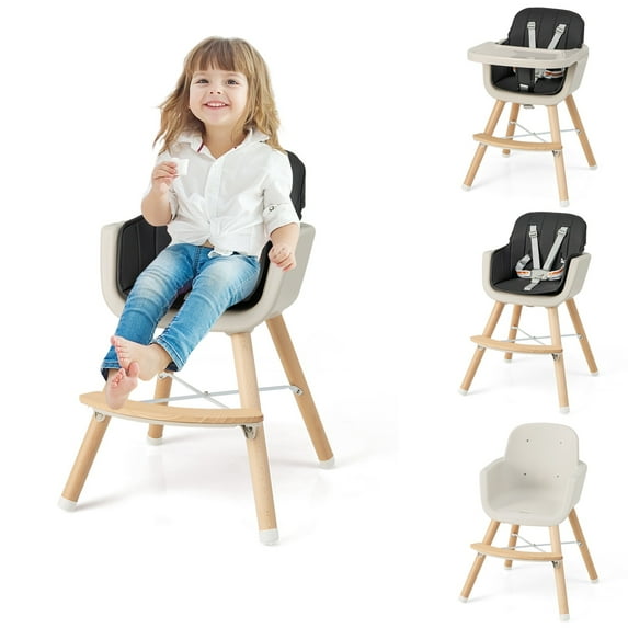 Infans Baby High Chair 6-in-1 Convertible Wooden Highchair for Babies & Toddlers