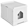 thumbnail image 1 of Infans Cat Litter Box Wooden Enclosure Pet House Washroom Storage Bench White, 1 of 7