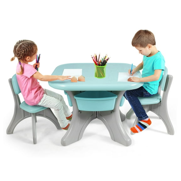 Infans Children Kids Activity Table & Chair Set Play Furniture W/Storage Outdoor/Indoor