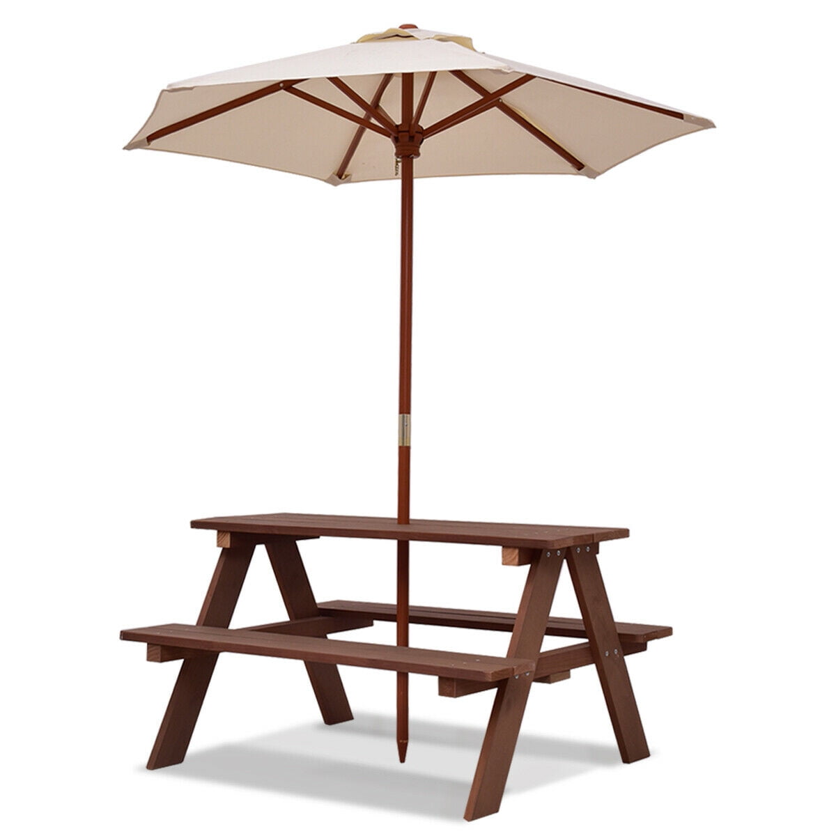 Infans Children Outdoor 4 Seat Kids Picnic Table Bench w/ Folding Umbrella Garden Yard