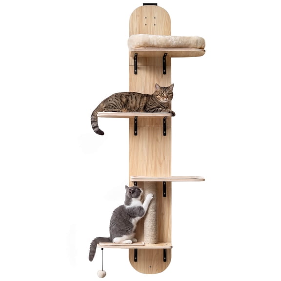 Infans Door Hanging Cat Climber w/Plush Bed Scratching Post Carpeted Jumping Platforms