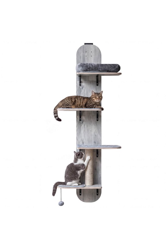 Door Hanging Cat Climber w/Plush Bed Scratching Post Carpeted Jumping Platforms