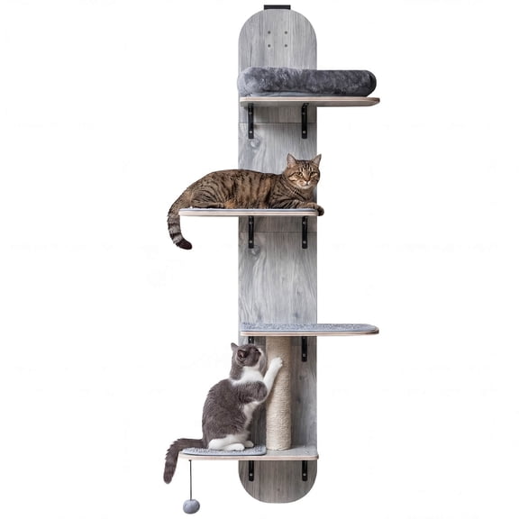 Infans Door Hanging Cat Climber w/Plush Bed Scratching Post Carpeted Jumping Platforms