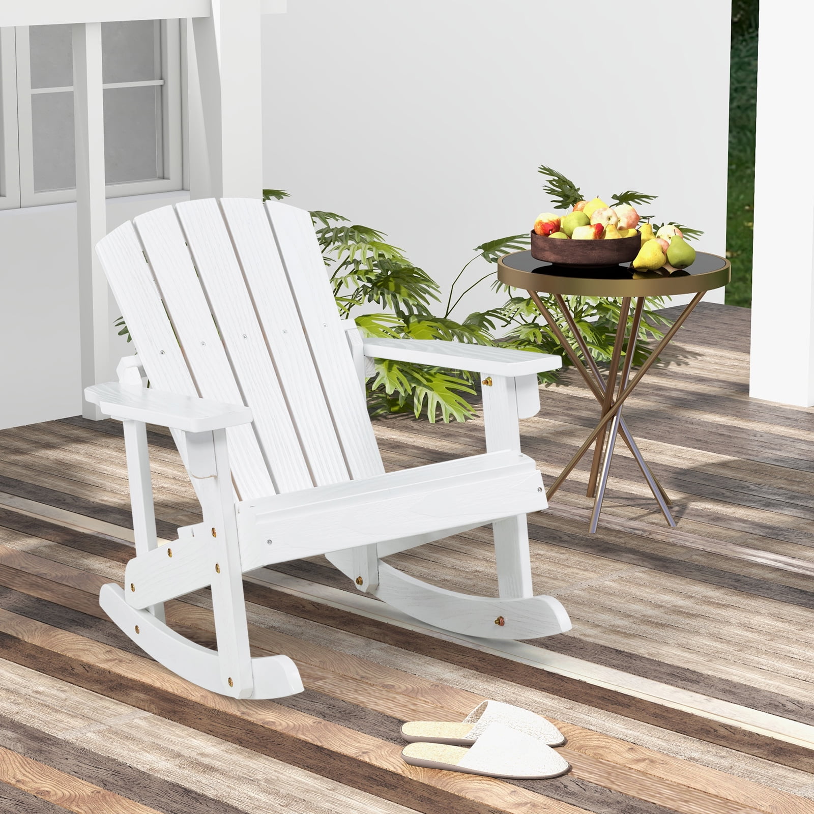 Adirondack Walmart White Wooden Rocking Chair Mainstays White