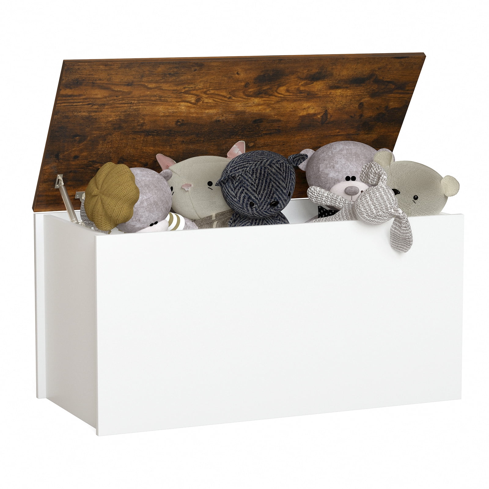Infans Flip-top Storage Chest Bench Large Wooden Kids Toy Box w/ Pneumatic Rod