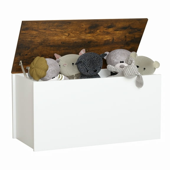 Infans Flip-top Storage Chest Bench Large Wooden Kids Toy Box w/ Pneumatic Rod