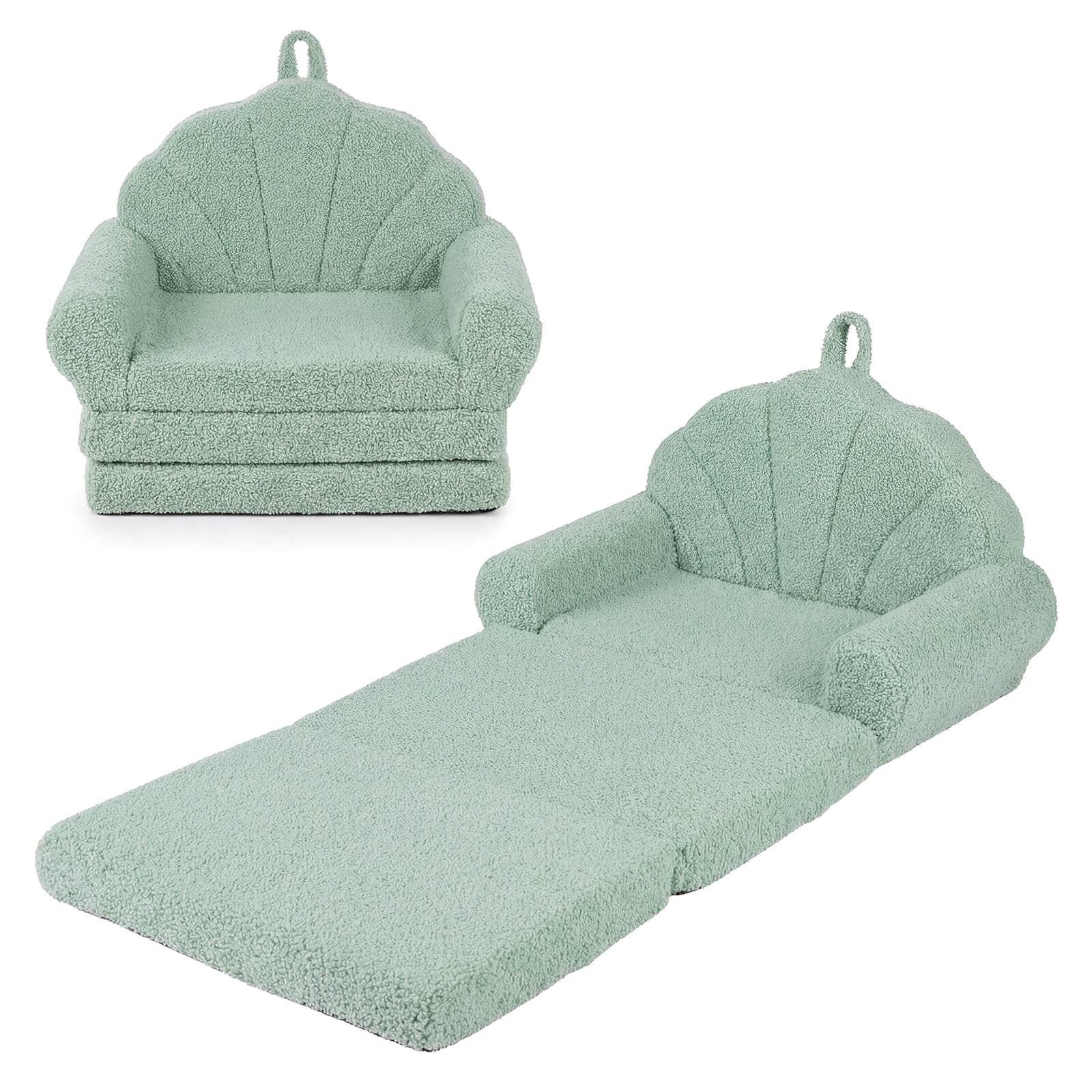 Infans Fold-out Kids Sofa 2-in-1 Convertible Toddler Couch & Lounger with Non-slip Base